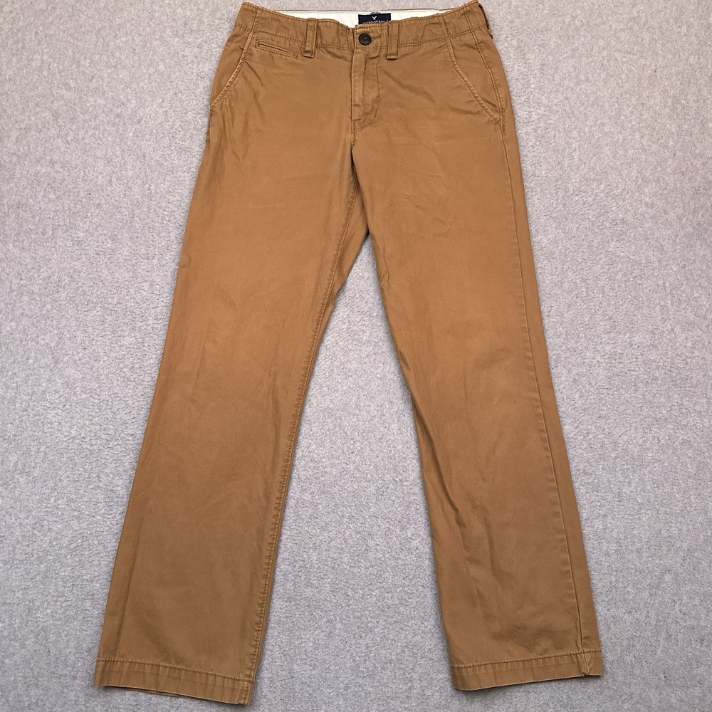 American Eagle Chino Pants Mens 30x30* Brown Original‎ Straight 100% Cotton Golf